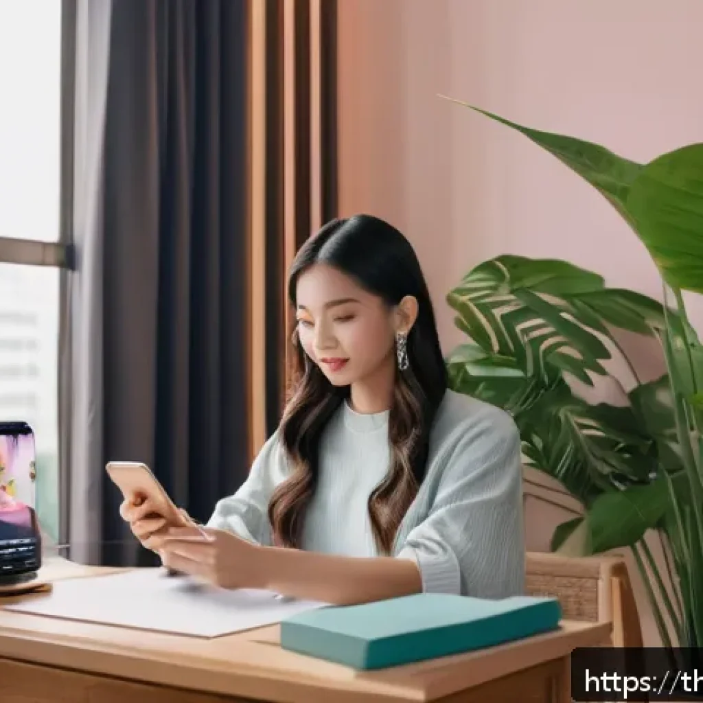 틱톡 듀엣 영상 촬영법 - A vibrant and modern TikTok content creator setup showing a young Thai influencer preparing for a Du...