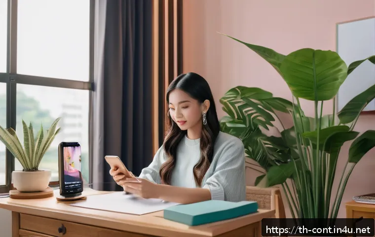 틱톡 듀엣 영상 촬영법 - A vibrant and modern TikTok content creator setup showing a young Thai influencer preparing for a Du...